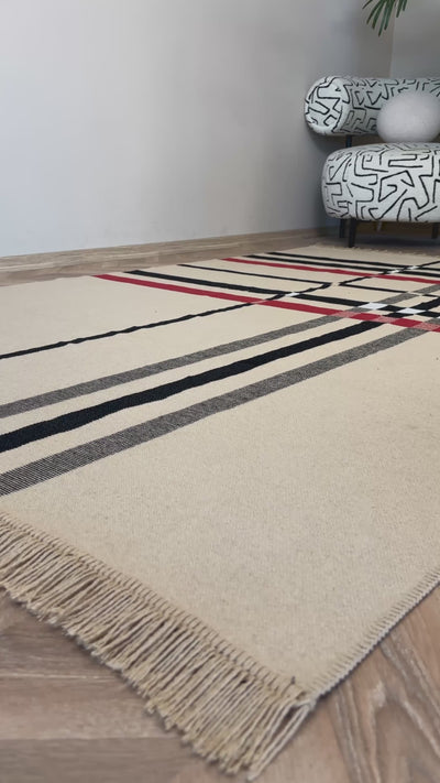 Cool Halı Lovely 291A Bej Makinede Yıkanabilir Çift Taraflı Kilim