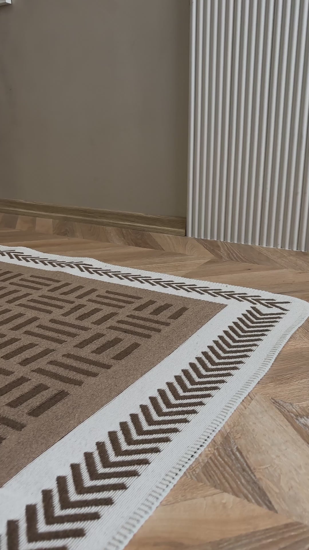 Cool Halı Perla Neo PRN 03 Kahve Beyaz Yıkanabilir Modern Pamuk Kilim