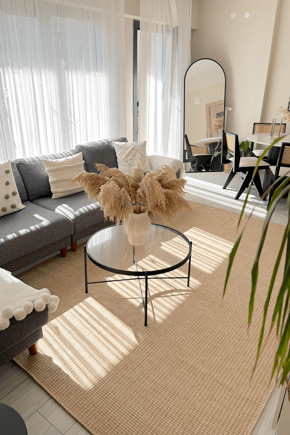 Cool Halı Tokyo 01 Natural Bej Kaymaz Tabanlı Modern Kilim