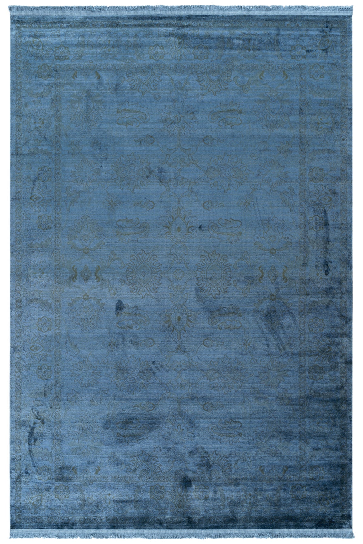 Batik MG 396 Mavi Naturel Viskon Yumuşak ve Parlak Tuşeli Vintage Görünümlü Salon Halısı