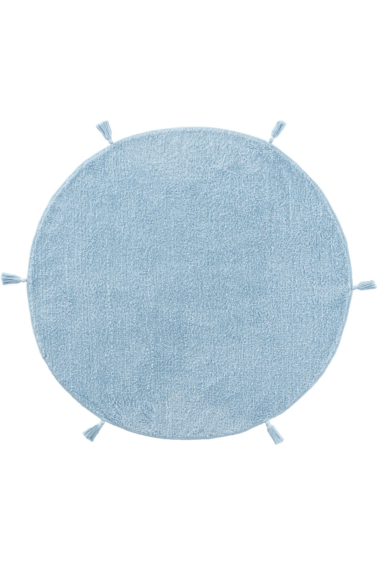 Cool Halı Cool Cotton CCN Plain Mavi Yıkanabilir Kaymaz Tabanlı Pamuk Dokuma Yuvarlak Bebek Halısı