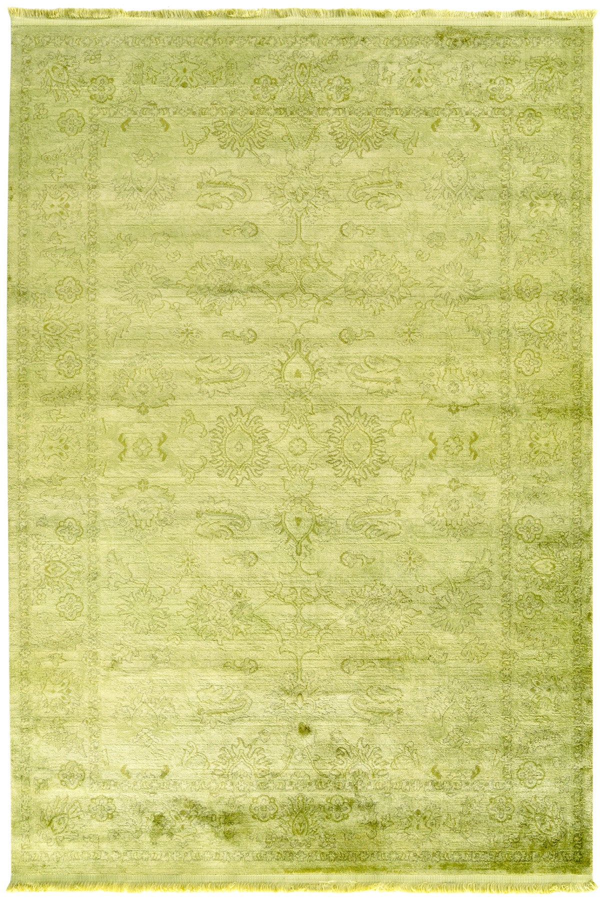 Batik MG 396 Fıstık Yeşili Naturel Viskon Yumuşak ve Parlak Tuşeli Vintage Görünümlü Salon Halısı